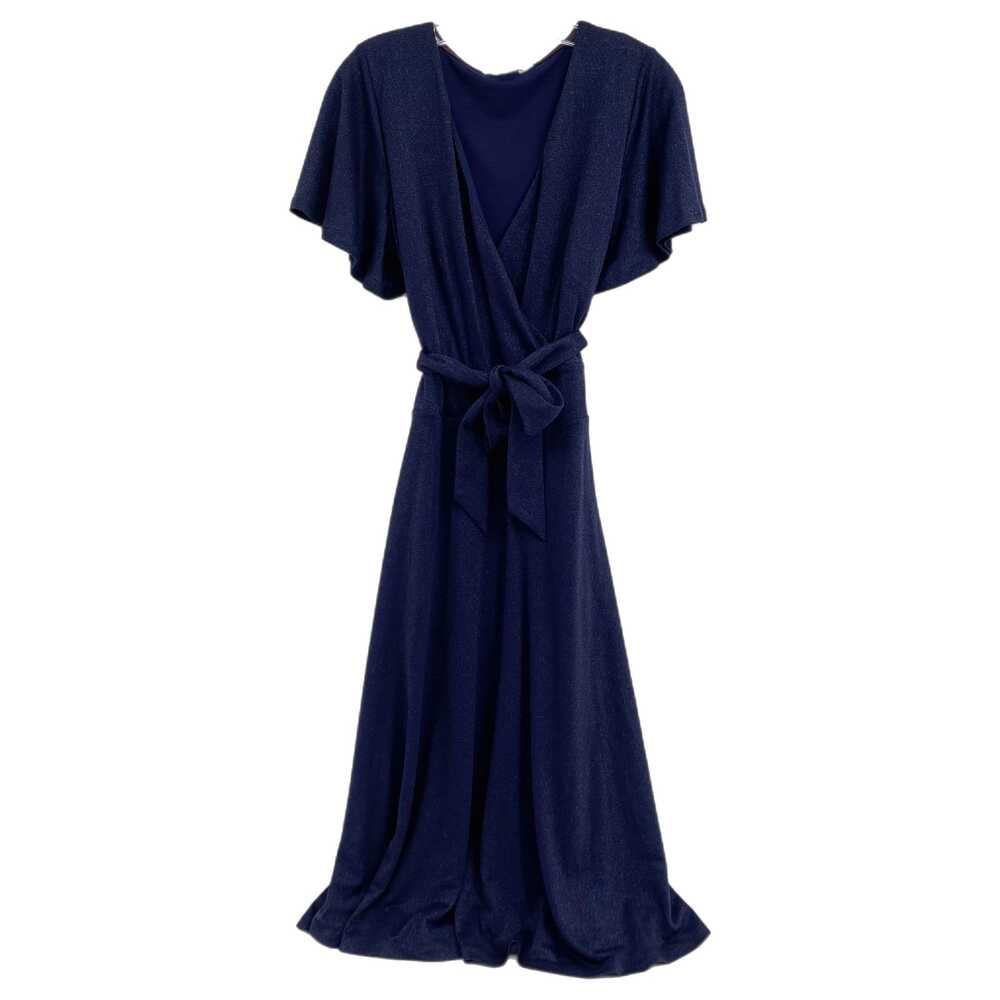 Boden Navy Blue Sparkly Wrap Midi Dress | Size 8